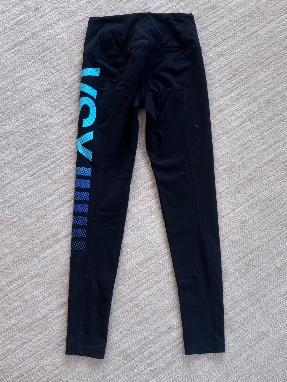 Victoria's Secret VSX Black Leggings with Bright Blue Side Logo - Picture 9 of 10